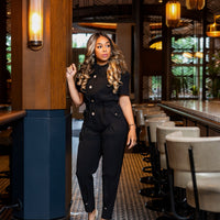 Lady Stay Goal'd Black Jogger Jumpsuit