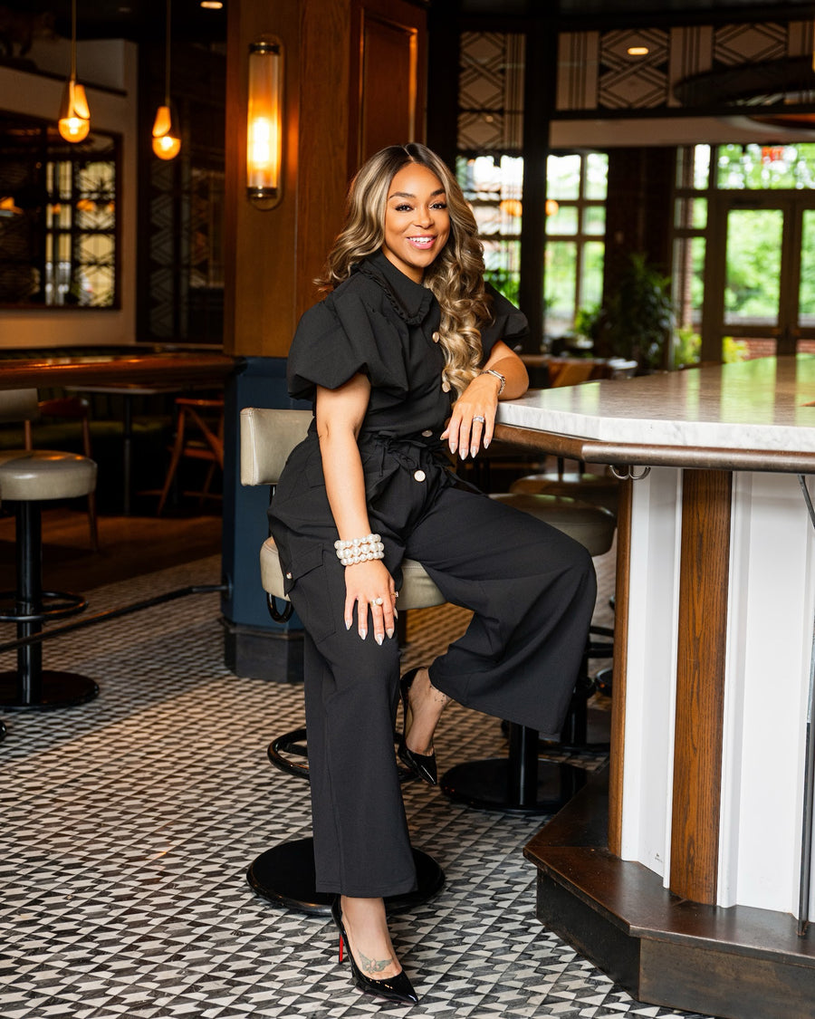 Lady Stay Goal'd Black Wide Leg Jumpsuit