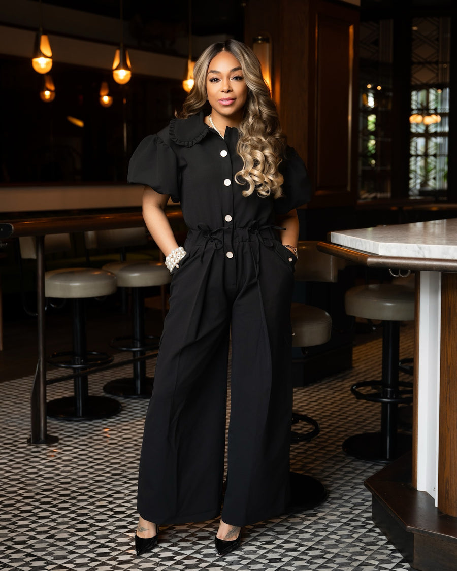 Lady Stay Goal'd Black Wide Leg Jumpsuit